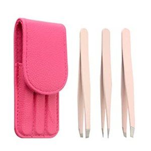 Travel Eyes brow Tweezers with Leather Case